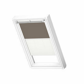 VELUX DFD 4574SWL 'White Line' Duo Blackout Blind - Warm Grey
