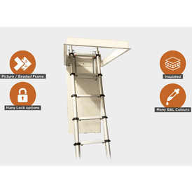 Metal Faced 1 Hour Fire Rated Loft Access Hatch with Loft Ladder 25mm