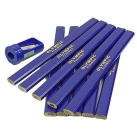 Olympic Fixings Roofers/Builders/Carpenters Pencils x 10 &amp; Sharpener Set