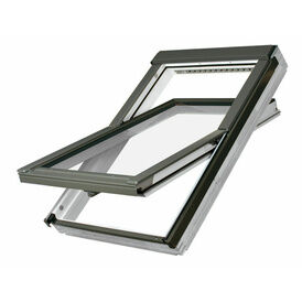 FAKRO White PU Coated Pine Centre Pivot Double Glazed Roof Window (FTU-V)