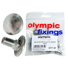 Olympic Fixing RH Square Neck Bolt A2 Stainless steel (Pack of 20)