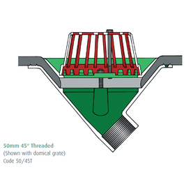 Caroflow 50mm 45 Degree Threaded Flat Roof Outlets (Flat Grate)
