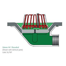Caroflow 50mm 90 Degree Threaded Flat Roof Outlets (Flat Grate)