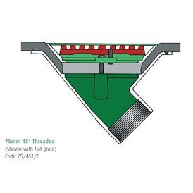 Caroflow 75mm 45 Degree Threaded Flat Roof Drainage Outlet (Flat Grate)