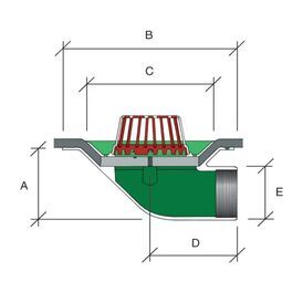 Caroflow 75mm 90 Degree Threaded Flat Roof Drainage Outlet (Dome Grate)