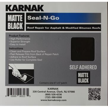 Karnak Seal-N-Go Self Adhesive Patch Repair for Felt - Black