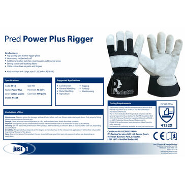 Predator Power Plus Leather Rigger Work Gloves
