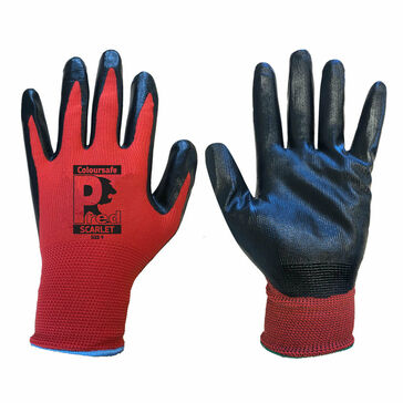 Coloursafe Pred Scarlet Red Grippa Gloves (Smooth Nitrile)
