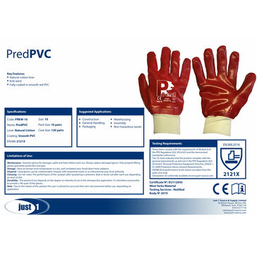 Coloursafe Pred PVC (Knit Wrist) Gloves Size 10