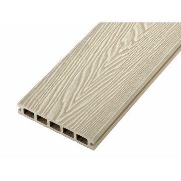 Cladco Woodgrain Effect Hollow Domestic Grade Composite Decking Board - Ivory (2.4m x 150mm x 25mm)