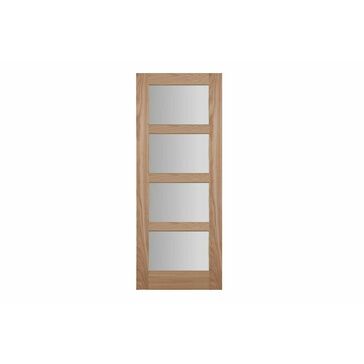 Shaker 4 Panel Oak Glazed Clear Door