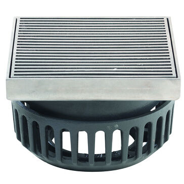 Harmer Medium Sump Horizontal Threaded Outlet (Adjustable Square Stainless Steel Flat Grating)