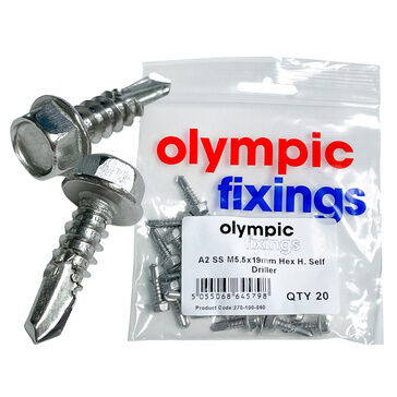 Olympic Fixings Hex Head Self Driller - M5.5 x 19mm (Pack of 20)