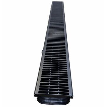 DekDrain Vela A15 Channel Drain With Plastic Grating – Black (1m x 121mm)