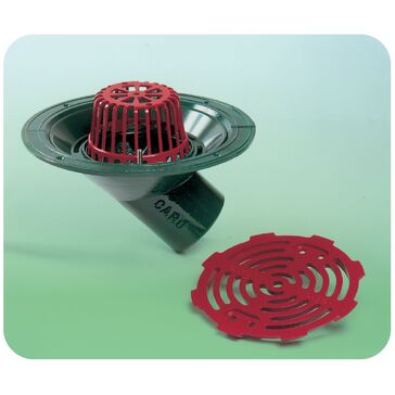 Caroflow 75mm 45 Degree Threaded Flat Roof Drainage Outlet (Dome Grate)