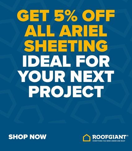 5% off Ariel sheeting (PVC, polycarb &amp; bitumen)