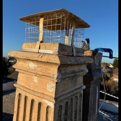 Customer image of Brewer Square Solid Fuel Chimney Birdguard With Rain Cap (Fits Pots 6" - 10")