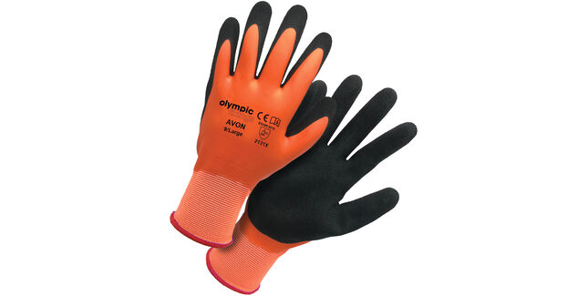 Olympic Fixings Avon Multipurpose Waterproof Smooth Latex Orange &amp; Black Glove