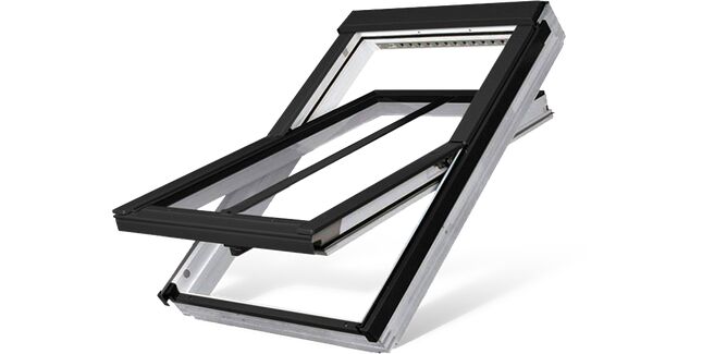 FTW-V/C P2 White Acrylic Conservation 'V' Kit Double Glazed Centre Pivot Roof Window