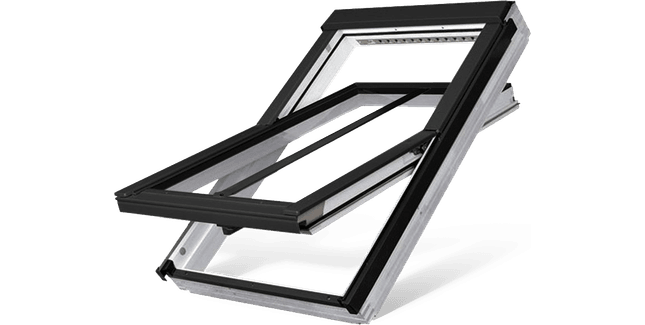 FAKRO White Acrylic Conservation Centre Pivot Double Glazed Roof Window &amp; Flashing Kit (FTW-V/C V Kit)