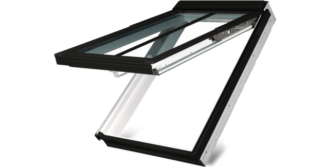 FAKRO White PVC Conservation preSelect Top Hung &amp; Centre Pivot Double Glazed Roof Window (PPP-V/C)