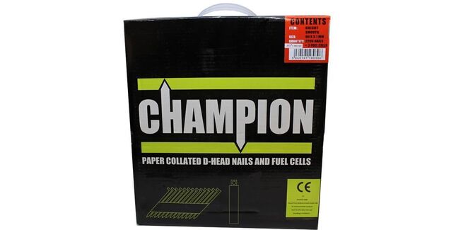 Champion Electro Galvanised Annular Ring Nails - 63mm x 2.8mm (3300 Nails & 3 Fuel Cells)