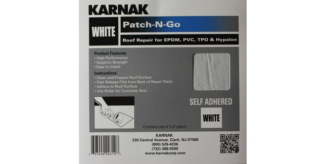 Karnak Patch-N-Go Self Adhesive Patch Repair for EPDM - White
