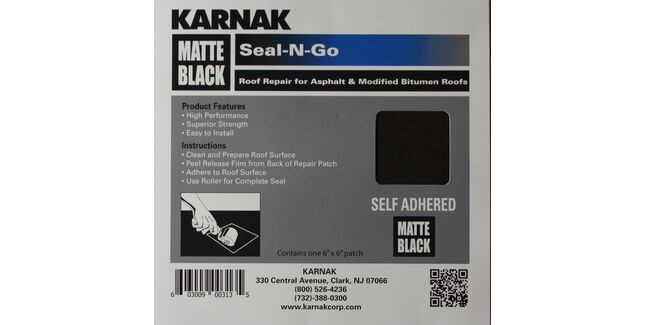 Karnak Seal-N-Go Self Adhesive Patch Repair for Felt - Black