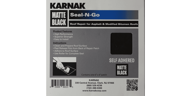 Karnak Seal-N-Go Self Adhesive Patch Repair for Felt - Black