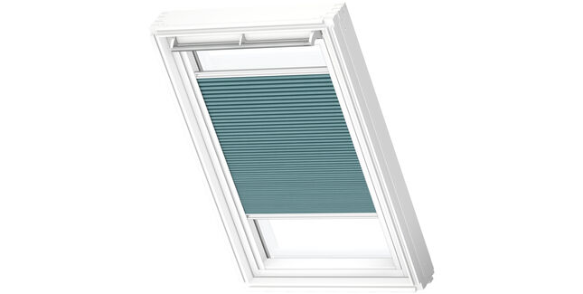 VELUX Blind FHC FK06 1173SWL Manual Double-Pleated Blind Petrol 'White Line' - 66cm x 118cm