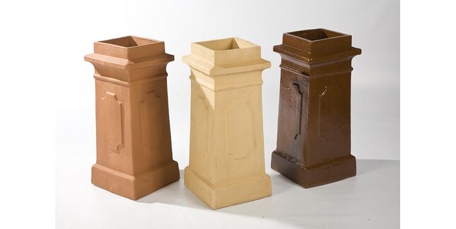 Clay Solid Fuel Square-Panelled Chimney Pot - 730mm