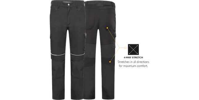 Men's JCB Trade Hybrid Stretch Black Work Trousers