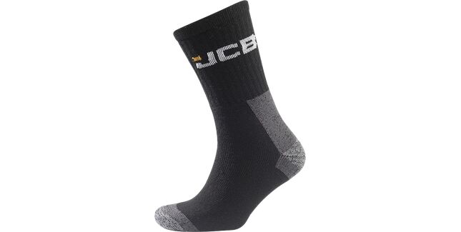 JCB Black Work Socks with Grey Heel/Toe (Pack of 4) - Size 6-11