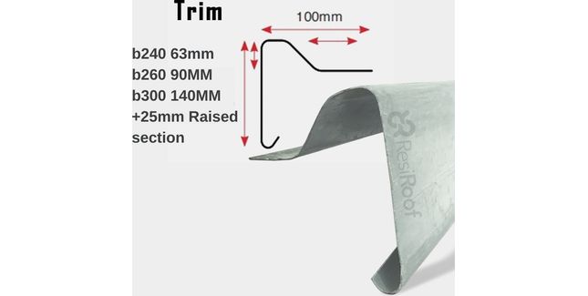 Fibreglass GRP B260 Raised Edge Roof Trim - 3m