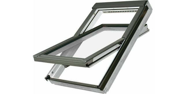 FAKRO White PU Coated Pine Centre Pivot Double Glazed Roof Window (FTU-V)