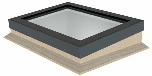 Whitesales em.glaze Double Glazed Flat Glass Anthracite Grey Rooflight with Aluminium Frame (With A 150mm Timber Sloping Upstand)