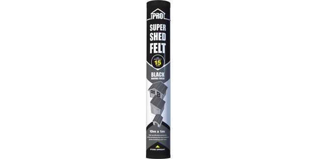 RoofPro Weatherproof Bituminous Polyester Super Shed Felt - 10m x 1m x 1.5mm (Black)