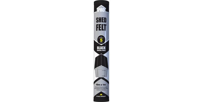 RoofPro Weatherproof Bituminous Glass Fibre Shed Felt - 10m x 1m x 1mm (Black)