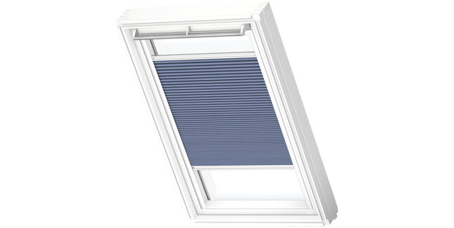 VELUX Manual Blackout Energy Pleated 'White Line' Heritage Window Blind - Blue