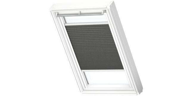 VELUX Manual Translucent Pleated 'White Line' Heritage Window Blind - Charcoal