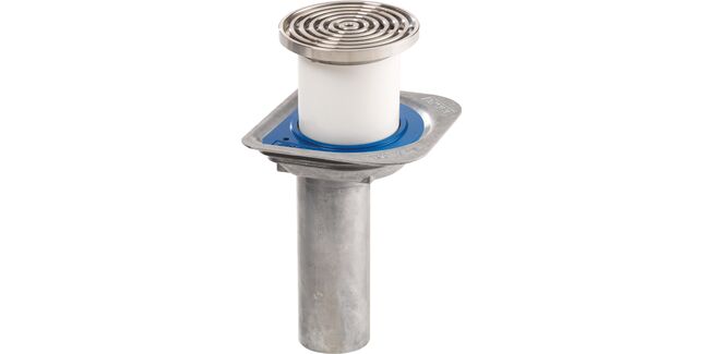 Harmer Aluminium Mini Balcony Drain Outlet With Adjustable Round Throat Grate &amp; Bezel