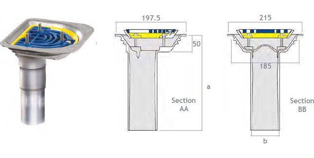 Harmer Aluminium Mini Balcony Extended Spigot Drainage Outlet