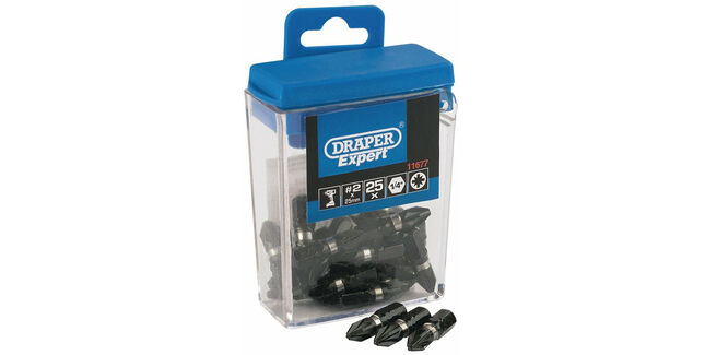Draper 25Pc PZ2 x 25mm Impact S.Dr Bit (Pack of 25)