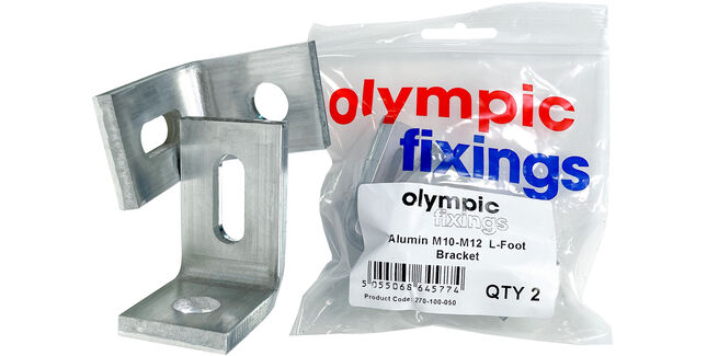 Olympic Fixings L Mounting Plate Aluminium (For fixings brackets or anchors) - Pack of 2