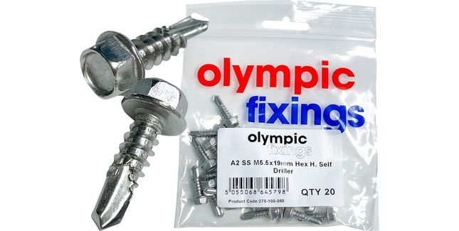 Olympic Fixings Hex Head Self Driller - M5.5 x 19mm (Pack of 20)