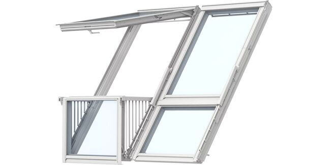 VELUX GDL SK0W225 White Painted Triple Glazed Cabrio Double Roof Balcony System (Includes Tile Flashing)
