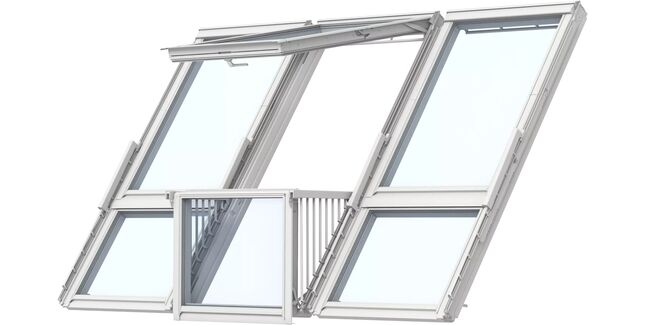 VELUX GDL SK0L323 White Painted Triple Glazed Cabrio Triple Roof Balcony System (Includes Slate Flashing)