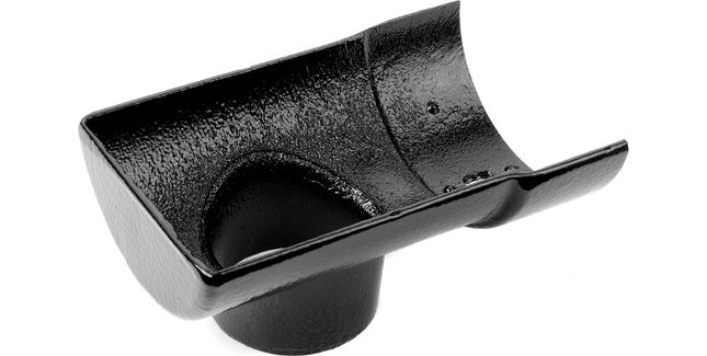 Alumasc Heritage Cast Aluminium Half Round Gutter Stopend Outlet - Textured Black
