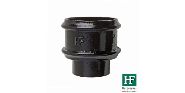 Hargreaves Premier Cast Iron Loose Downpipe Socket With Spigot - Gloss Black