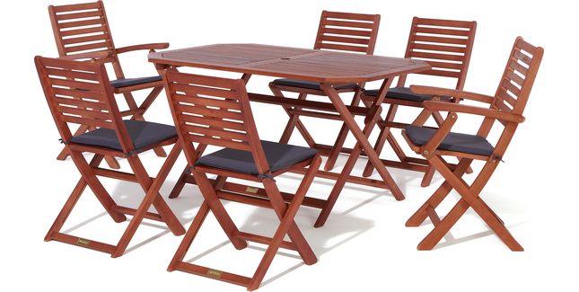 Rowlinson Plumley Six Seater Dining Set Grey Cushions